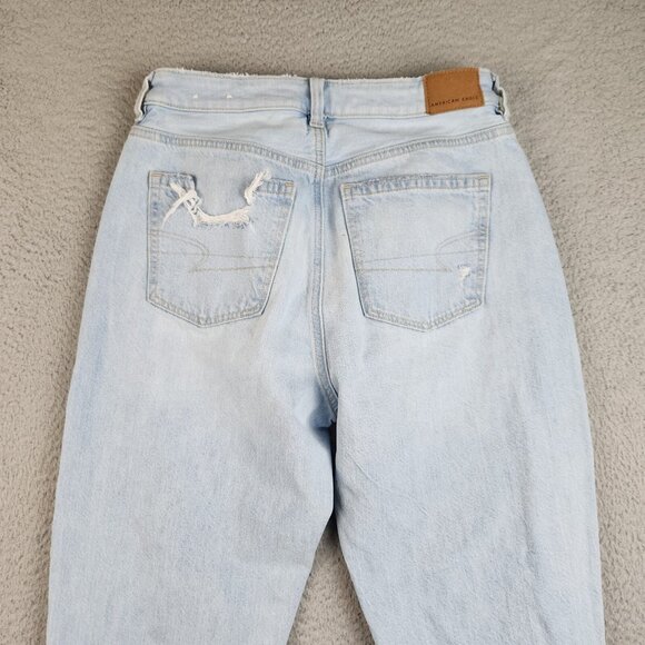 American Eagle Jeans Womens 4 Blue Curvy Mom Jean Distressed Stretch High Waist - Picture 12 of 13